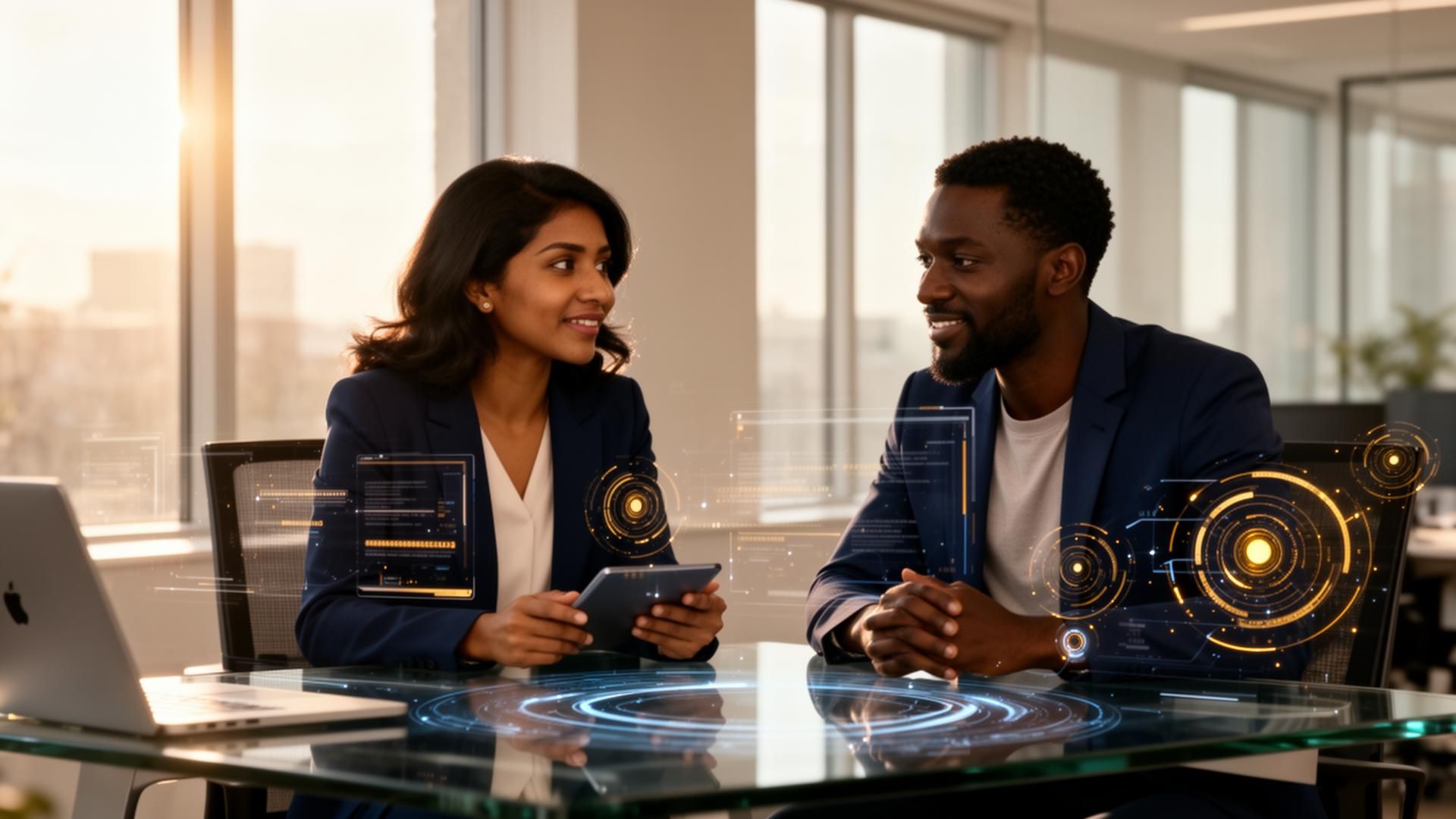 Diverse professionals leading confidently in the AI era